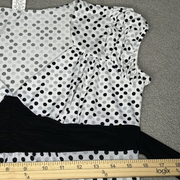 Vintage Maurices Top Womens Large Y2K Babydoll Polka Dot Short Sleeve Tie Back L - Picture 6 of 8